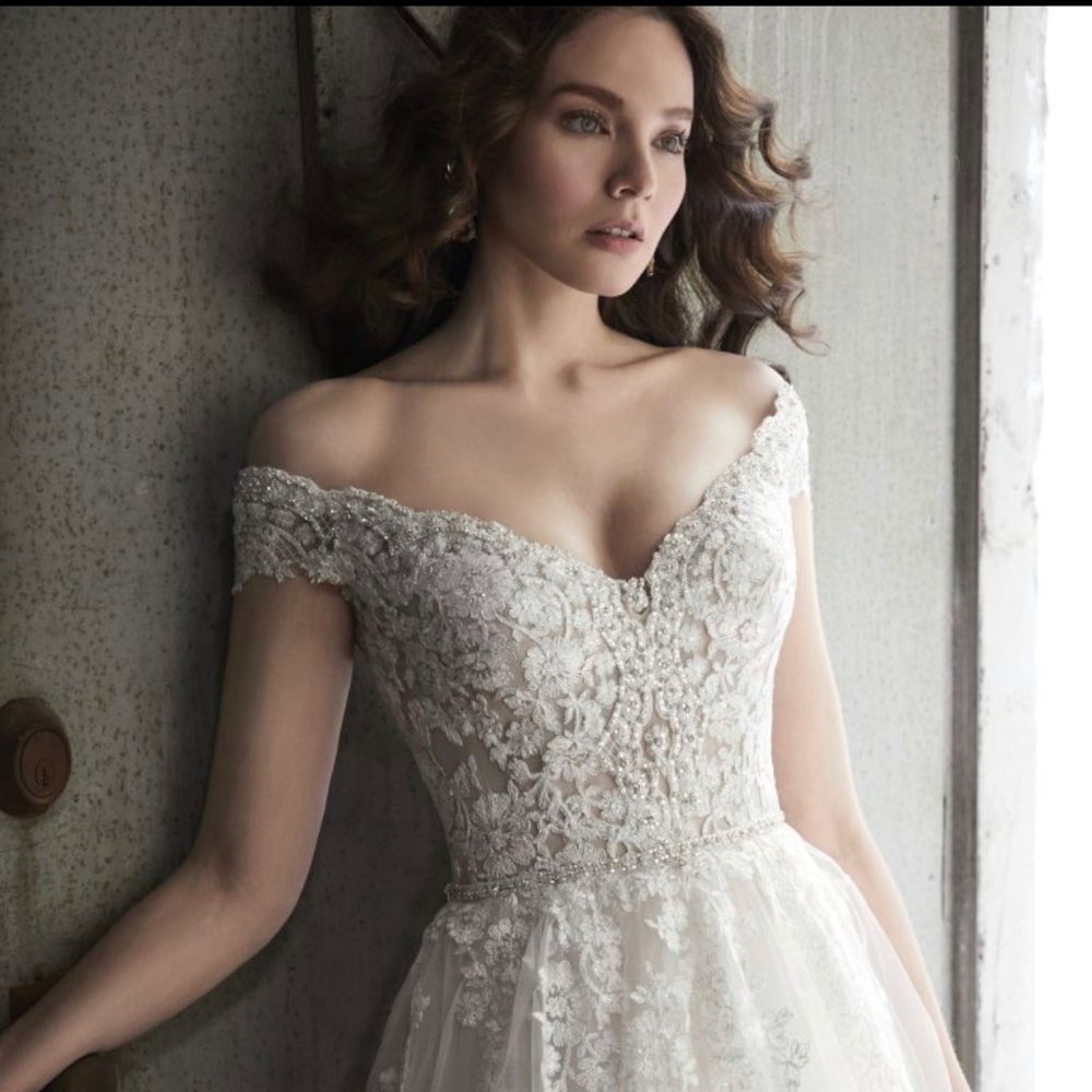 Maggie Sottero Size 10 Style# Natalie Ivory over Nude/ Silver Accent